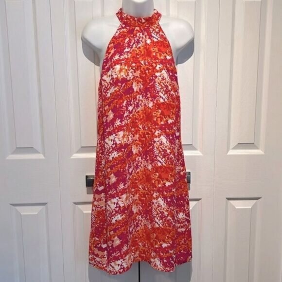 Laundry By Shelli Segal Dresses & Skirts - Laundry by Shelli Segal Pink Orange White Print Halter Dress Size 6